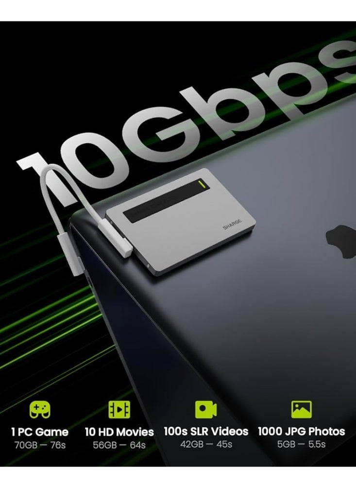 SHARGE - Sharge Disk Plus SSD Enclosure M.2 2280 NVMe, World's Thinnest 0.24" Enclosure 10Gbps USB C 3.2 Gen2, Aluminum Support up to 4TB(2230/2242 /2280 SSDs) for MacBook, iPhone 16 (SSD not Included) - Image 1