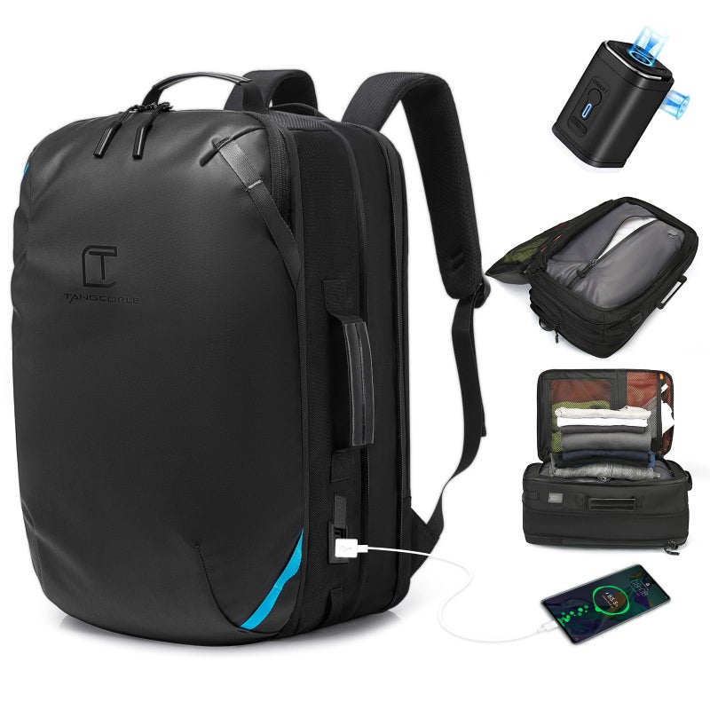 TANGCORLE Vacuum Compression Backpack with Pump, Extra Large Capacity 45L Expandable Travel Backpack, Water Resistant 17.3" Laptop Backpack with USB Charging Port for Men & Women - Image 1