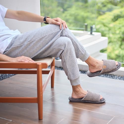GOEWY Mens Slippers with Memory Foam Gifts House Slippers for Men Indoor Outdoor Slip On Non-Slip Sole Open Toe Cozy Bedroom Slippers Size 9 10 Grey - Image 2