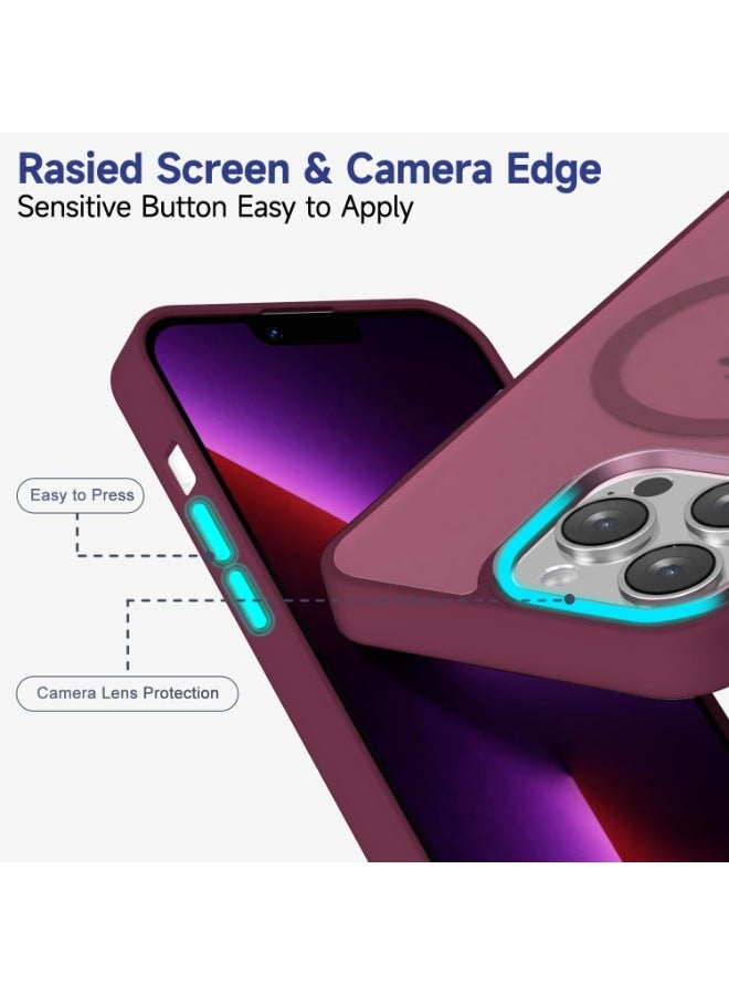 أكاليكس جراب مغناطيسي غير لامع لهاتف iPhone 12 Pro Max، حماية عالية الجودة من السقوط مع شريط مقاوم للصدمات، جراب خلفي شفاف غير لامع للهاتف (أحمر غامق) - Image 4