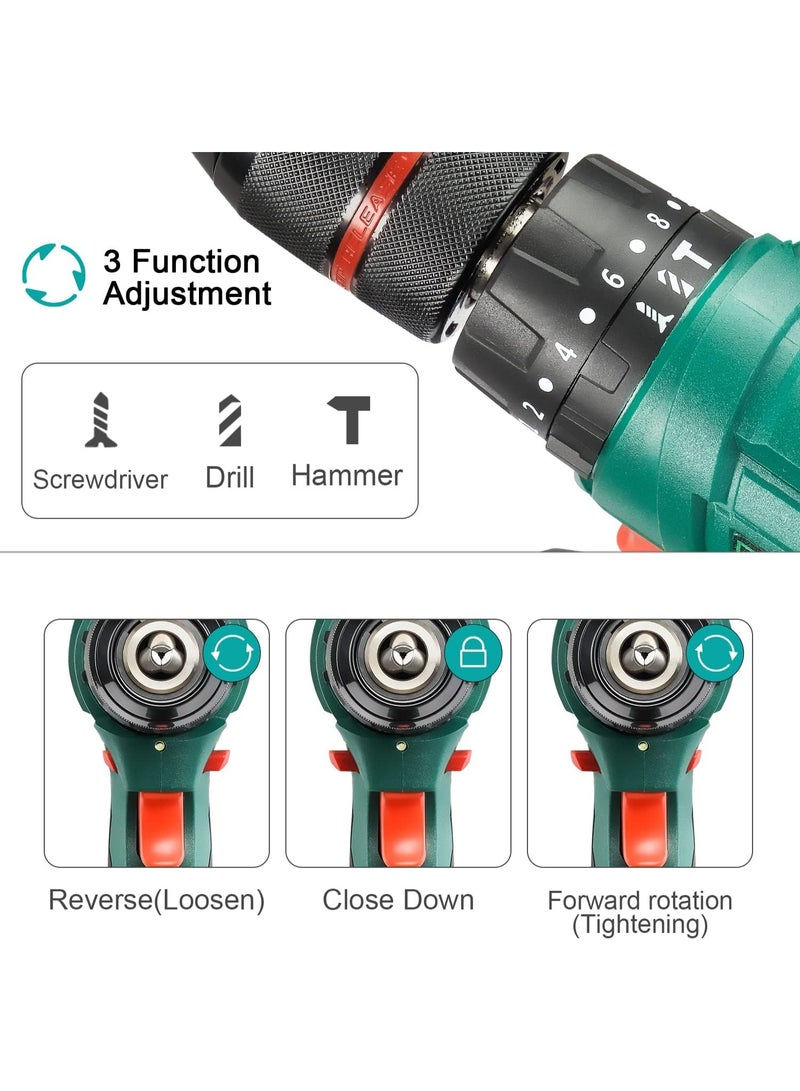 Stanew Cordless Drill Set, Hammer Drill Driver 2 X 20v 2.0ah Lithium-Ion Batteries And Charger, 18+3 Torque, 24 Accessories + Plastic Case Carrying Case For Wood Drilling And Screwdriver/Fastening - Image 3