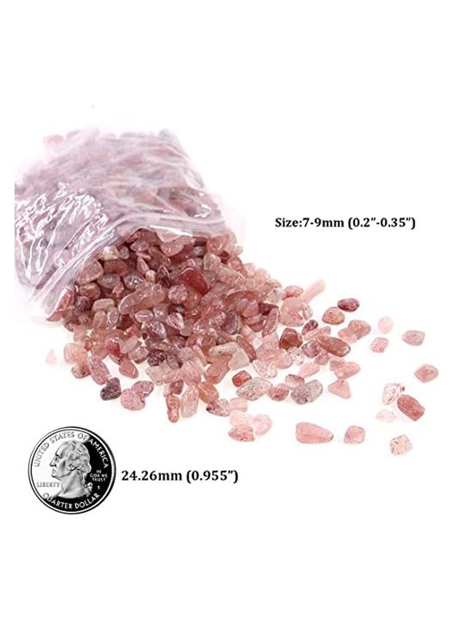 Quartz Stones Tumbled Chips Stone Crushed Crystal Natural Rocks Healing Home Indoor Decorative Gravel Feng Shui Healing Stones (About 1lb(450g)/Bag) (Strawberry Quartz)  - Image 3