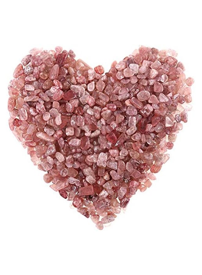 Quartz Stones Tumbled Chips Stone Crushed Crystal Natural Rocks Healing Home Indoor Decorative Gravel Feng Shui Healing Stones (About 1lb(450g)/Bag) (Strawberry Quartz)  - Image 2