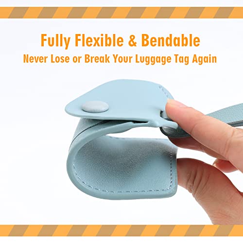 VANTOO Kevancho Leather Smart Luggage Tags for Men Women, Suitcase Labels Baggage Tote Bag Tag ID Tags with Full Back Privacy Cover for Carnival Cruise Ships, Travel Accessories Tags Set of 2 PCS (Blue) - Image 4