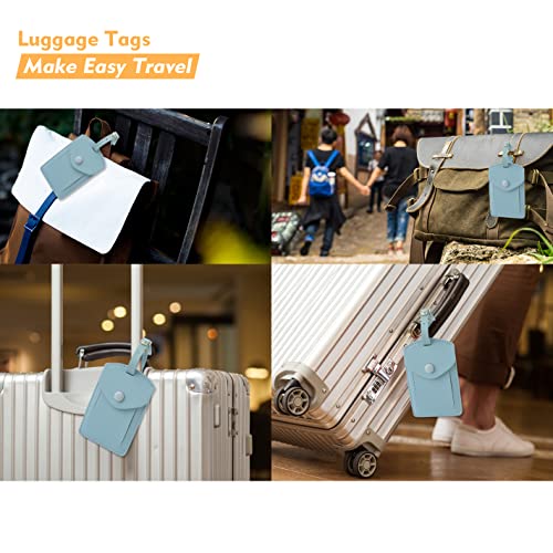 VANTOO Kevancho Leather Smart Luggage Tags for Men Women, Suitcase Labels Baggage Tote Bag Tag ID Tags with Full Back Privacy Cover for Carnival Cruise Ships, Travel Accessories Tags Set of 2 PCS (Blue) - Image 5