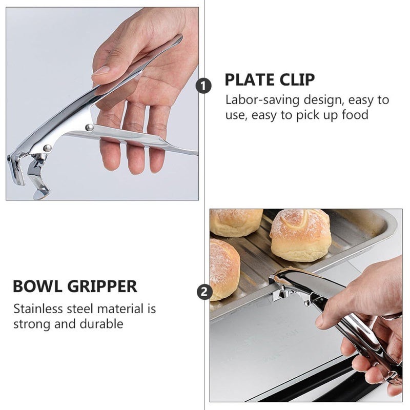 Stainless Steel Heat Resistant Bowl Gripper Anti Slip Plate Clamp Kitchen Tool Random Color - Image 4
