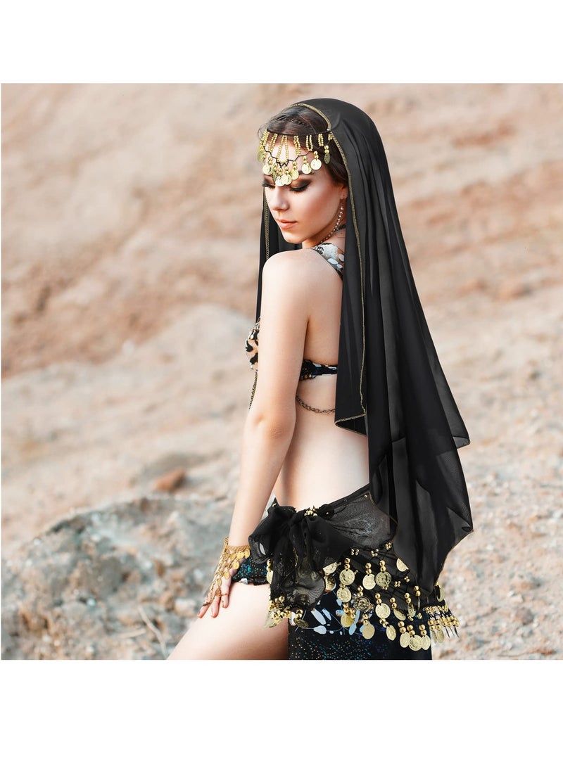 SYOSI Belly Dance Accessories Gypsy Head Scarf with Coins Gypsy Hip Scarf and Triangle Coin Bracelet Set for Women  - Image 2