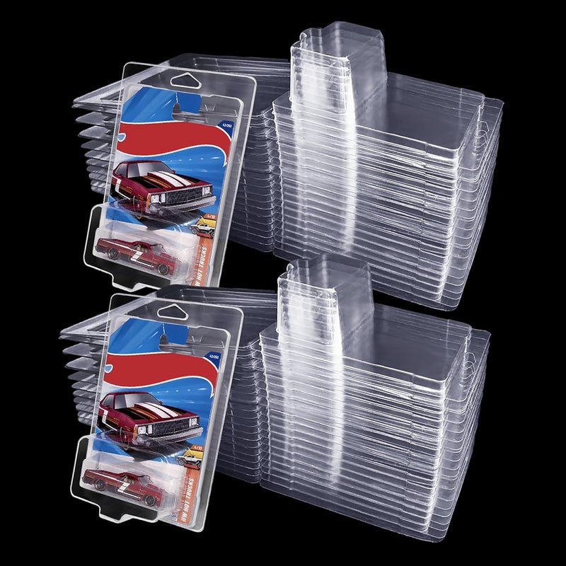 KASTUN 50-Pack Hot Wheels Protector Cases - Clamshell Plastic Display for 1:64 Scale Models - Image 1