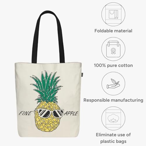 EcoRight Eco Right Aesthetic Canvas Tote Bag for Women with Zipper, Tote Bag for Women for Beach, Grocery, Travel, Work, Gym, Daily Use - Image 5