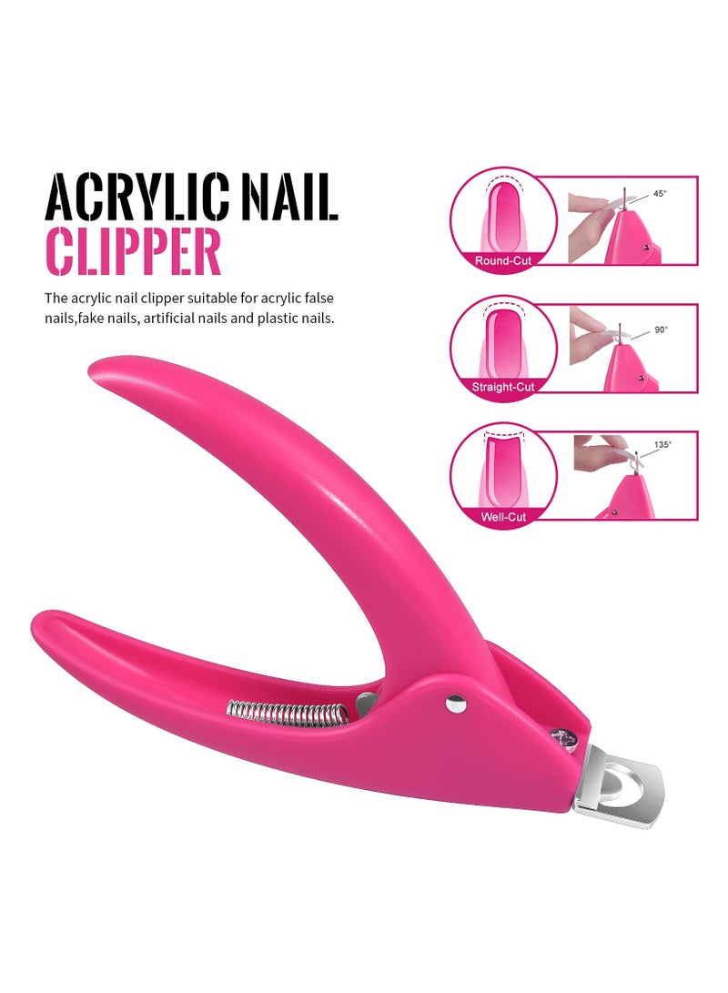 KHAJUL Clear False Nail Tips, Full Cover Nail Tips Set, 500 PCS Clear Press on Nails, With Glue, Clipper, Files, Cuticle Pusher and Fork for Gel Nail Art DIY, Salons and Home DIY with Box (Clear/Pink) - Image 3