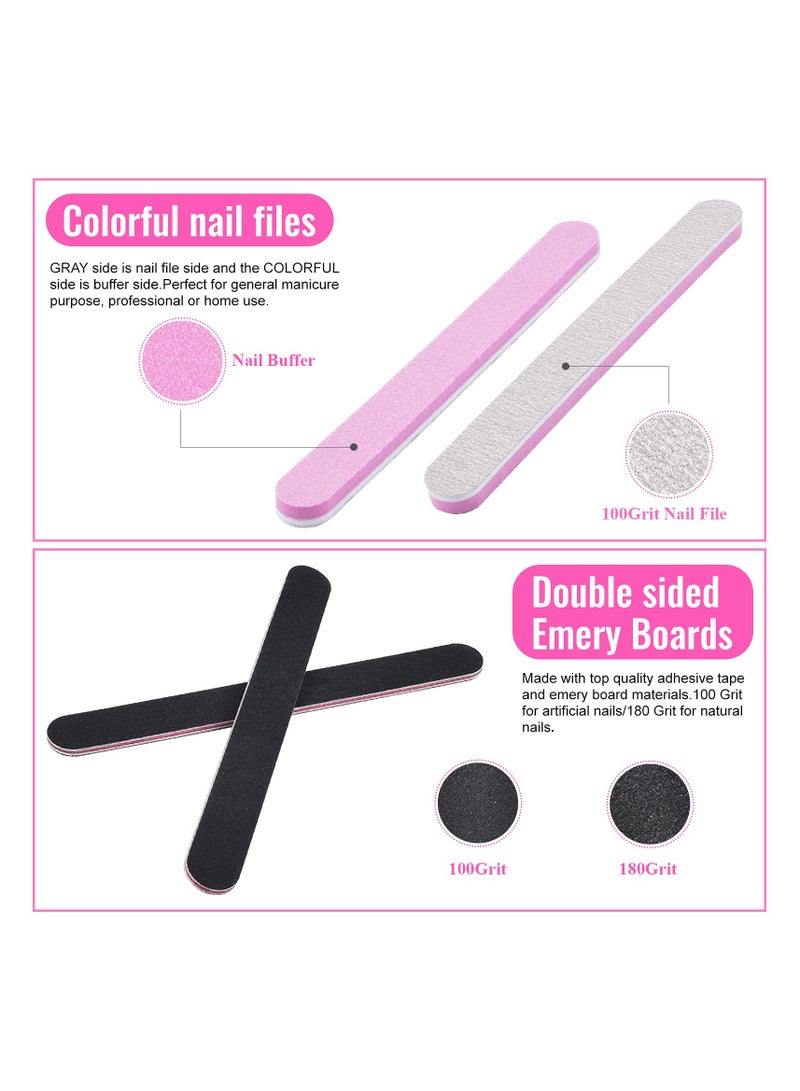 KHAJUL Clear False Nail Tips, Full Cover Nail Tips Set, 500 PCS Clear Press on Nails, With Glue, Clipper, Files, Cuticle Pusher and Fork for Gel Nail Art DIY, Salons and Home DIY with Box (Clear/Pink) - Image 4