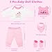 HONLAELLA 5 PCS Baby Doll Clothes 1416 Inch Baby Doll Elephant Pattern Outfit Accessories for Sweet Baby Dolls Clothing with Pink Hat Top Pants Socks - Image 4