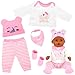 HONLAELLA 5 PCS Baby Doll Clothes 1416 Inch Baby Doll Elephant Pattern Outfit Accessories for Sweet Baby Dolls Clothing with Pink Hat Top Pants Socks - Image 2