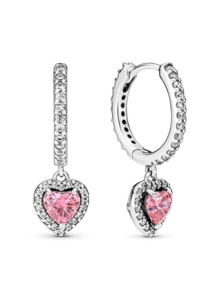EVEREEN Halo Heart Earrings Made in Sterling Silver and Cubic Zirconia  - Image 1