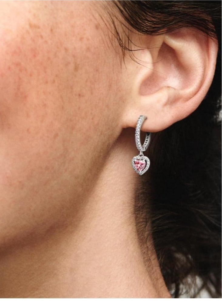 EVEREEN Halo Heart Earrings Made in Sterling Silver and Cubic Zirconia  - Image 2