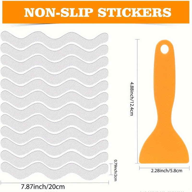 3 Pieces Transparent S Shape Bathroom Anti Slip Stickers with Scraper - Image 3