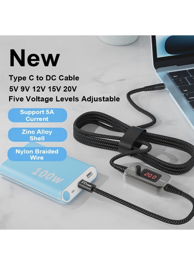 ELIKLIV PD Fast Charger, USB-C to DC 5V/9V/12V/15V/20V Multi-Voltage Adapter Cable with LED Display, 8 Connectors, for Phones, Laptops, Tablets, Led Light, Lamps, Cameras, Routers,Small fan, small projector 1.2m - Image 4