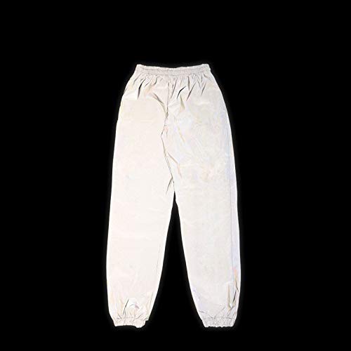 LZLRUN Reflective Pants Men Brand Hip Hop Dance Fluorescent Trousers Casual Harajuku Night Sporting Jogger Pants Gray (L) - Image 5