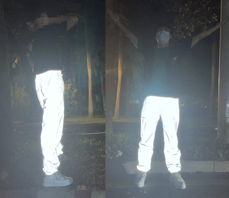 LZLRUN Reflective Pants Men Brand Hip Hop Dance Fluorescent Trousers Casual Harajuku Night Sporting Jogger Pants Gray (L) - Image 2