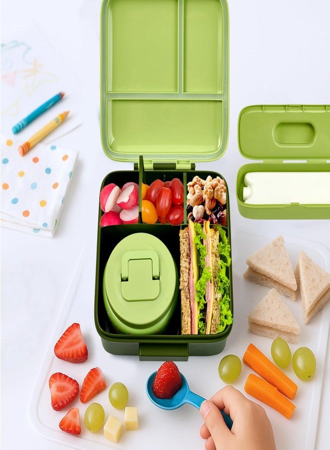 JXXM Bento Lunch Box with 8oz Soup thermo (Green-Colorful Dinosaur) - Image 5