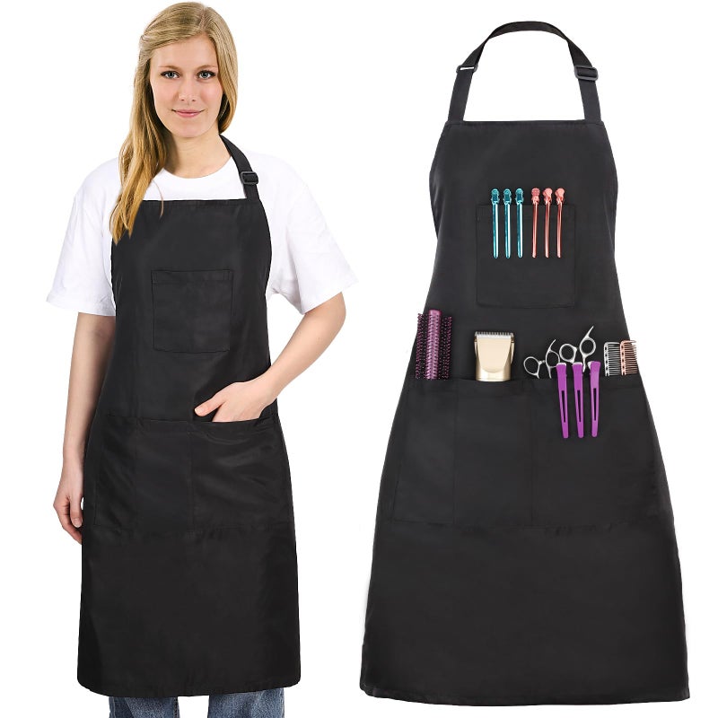 Noverlife Hair Stylist Apron with 4 Pockets Hair Resistant 34 Inch Long Hairdresser Apron with Adjustable Strap Machine Washable Salon Pinafore Multi Function Stylist Work Pinafore for Barber - Image 2