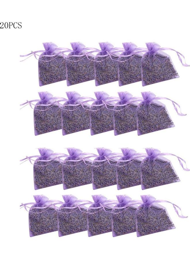 20-Piece Sachet With Dried French Lavender Flower Bud Set Purple 7x9cm - Image 1