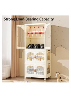 Generic Portable Kids Closet Foldable Storage Bins Stackable Storage Cabinet with Doors and Wheels for Home Bedroom,Free Installation(2 Tall)  - Image 5
