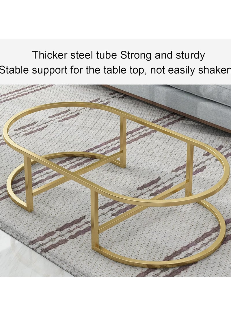 DubaiGallery Simple and modern marble pattern top coffee table with gold metal frame Two tiers of shelving space for storage and display Suitable for use in living room - Image 4