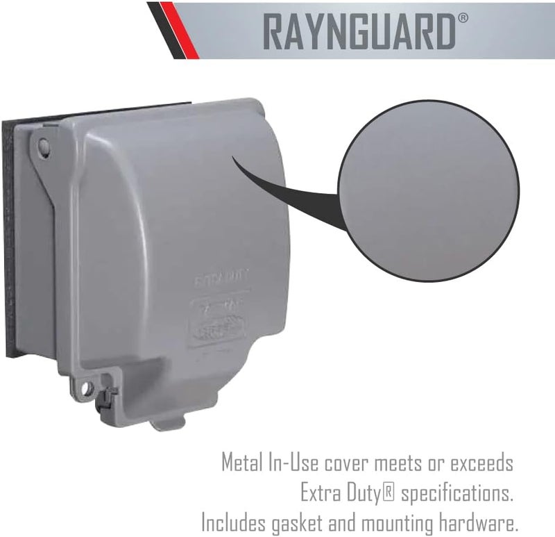 TayMac MX6200 RaynGuard Extra Duty Metal Weatherproof In-Use Cover, 2-Gang, Gray - Image 4