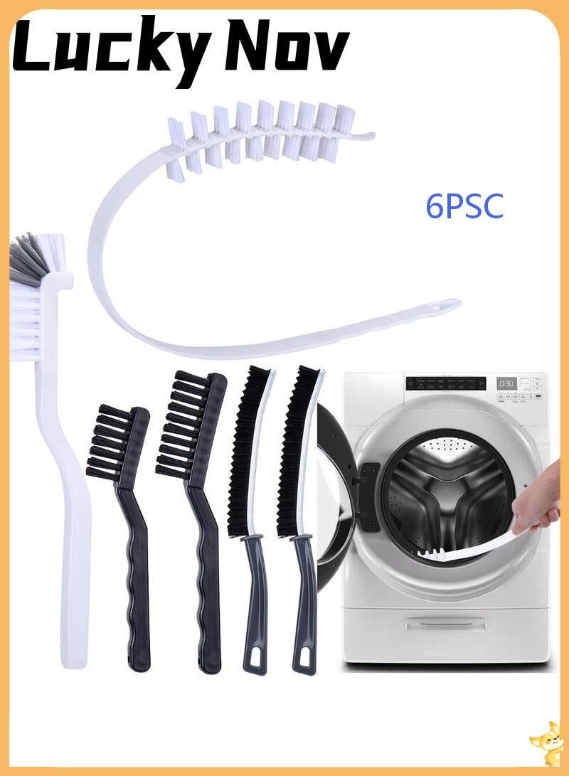 LuckyNov 6 Pcs Washing Machine Cleaning Brush Kits Crevice Cleaning Brush, Front Load Washer Cleaner Tools Accessories Long Handle Gap Hard Bristle Cleaning Supplies for Tight Spaces and Washer Rubber Seal - Image 1