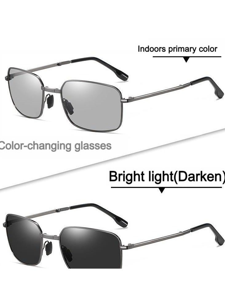 Generic The new photochromic sensitivity Sunscreen premium sunglasses for men  Metal folding polarized fashion sunglasses for women  - Image 3