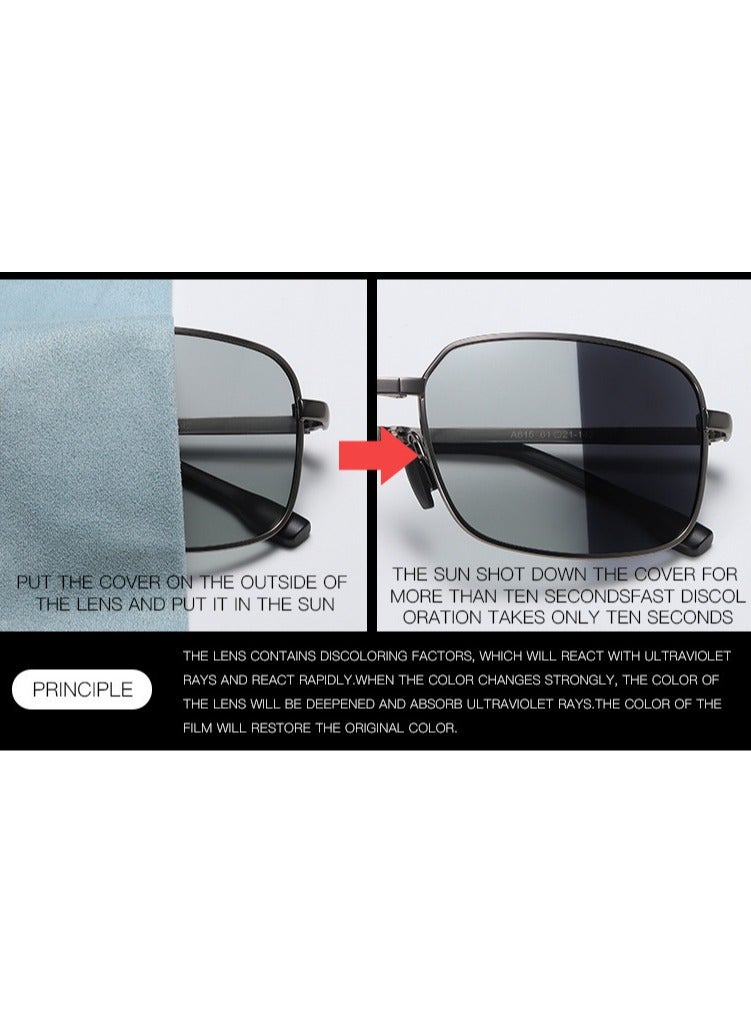 Generic The new photochromic sensitivity Sunscreen premium sunglasses for men  Metal folding polarized fashion sunglasses for women  - Image 5