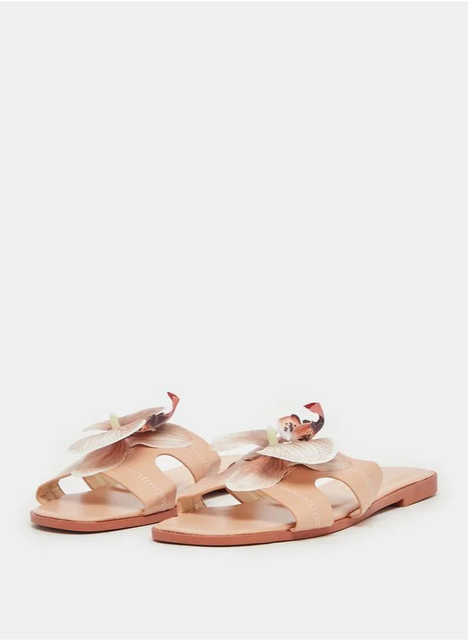 Styli Flower Accent Flat Sandals