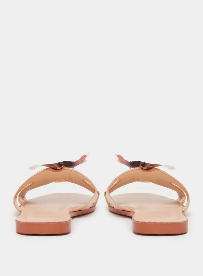Take Two Flower Accent Flat Sandals by Styli