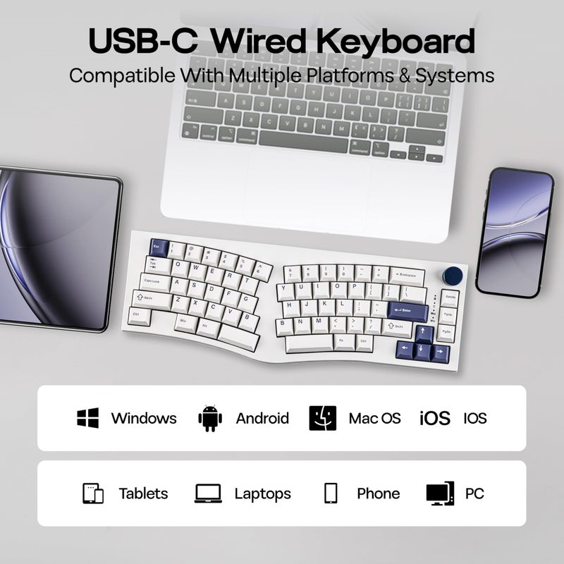 MechLands Feker Alice80 68 Keys Ergonomic Mechanical Keyboard, QMK & VIA Programmable, Wired Gaming Keyboard with Creamy Gasket, Hot Swappable, 5 Layer Paddings, NKRO, RGB for Win/Mac (White) - Image 5