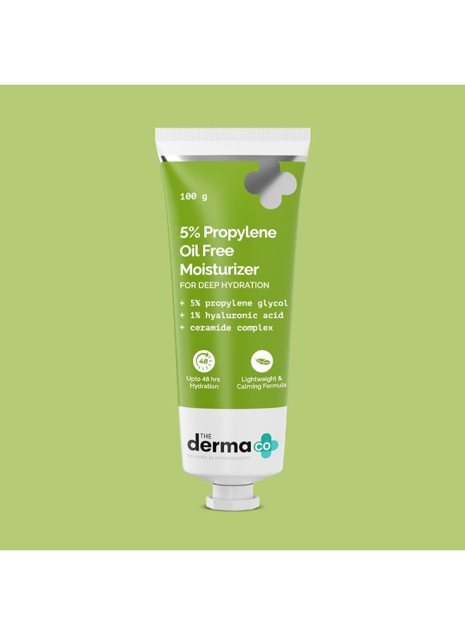 THE derma Co مرطب خالي من الزيت 5% بروبيلين من ذا ديرما كو مع بروبيلين جلايكول وحمض الهيالورونيك لترطيب خالي من الزيت - 100 جرام - Image 2
