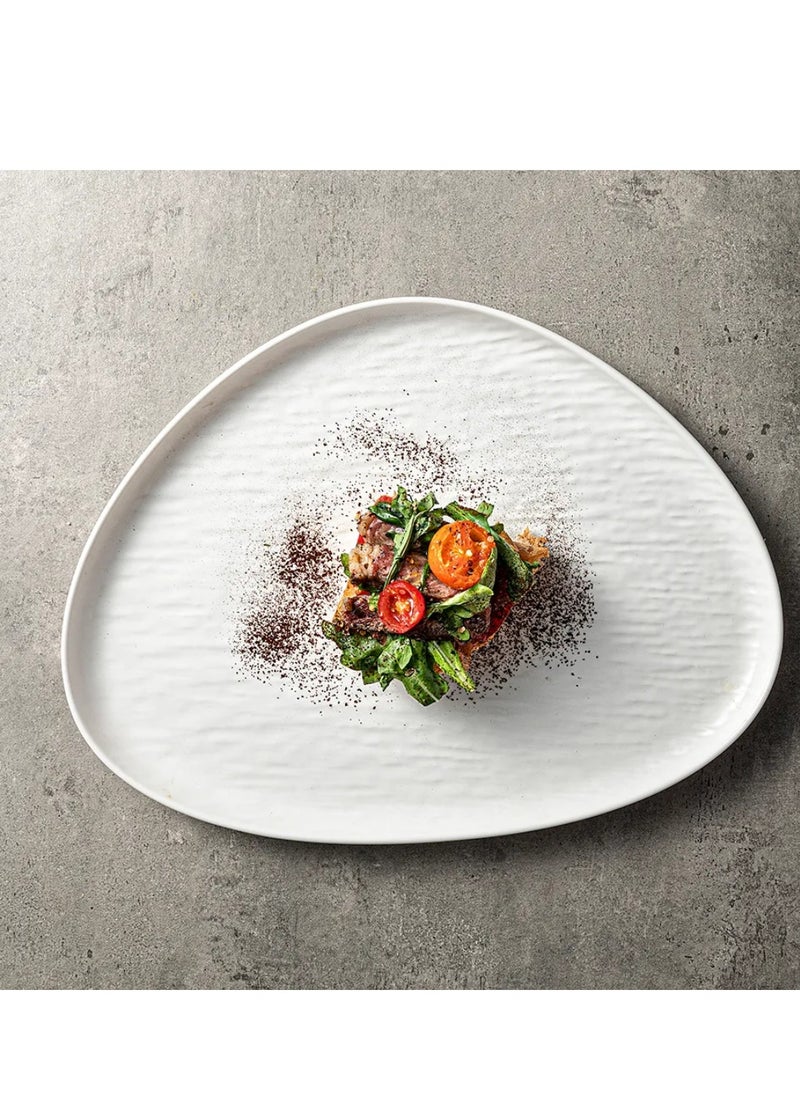 MAAC HOME - MAAC Home  Modern Black and White Triangle Plate Elegant Durable and Classic design Perfect for Family Everyday Use, and Family Get- Together, Restaurant, Banquet and More (6, White) - Image 1