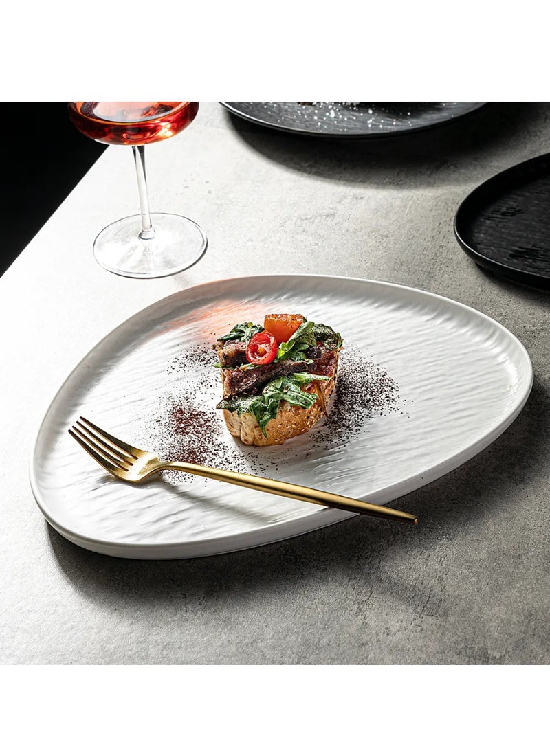 MAAC HOME - MAAC Home  Modern Black and White Triangle Plate Elegant Durable and Classic design Perfect for Family Everyday Use, and Family Get- Together, Restaurant, Banquet and More (6, White) - Image 1
