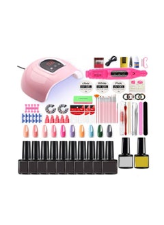 Cool Baby COOLBABY Gel Nail Polish Kit with UV Light 54W Nail Lamp 10 Colors Nuetral Pink Glitter Gel Nail Polish Kit Grinding Machine Nail Polish Tool Set Manicure Tools  - Image 1