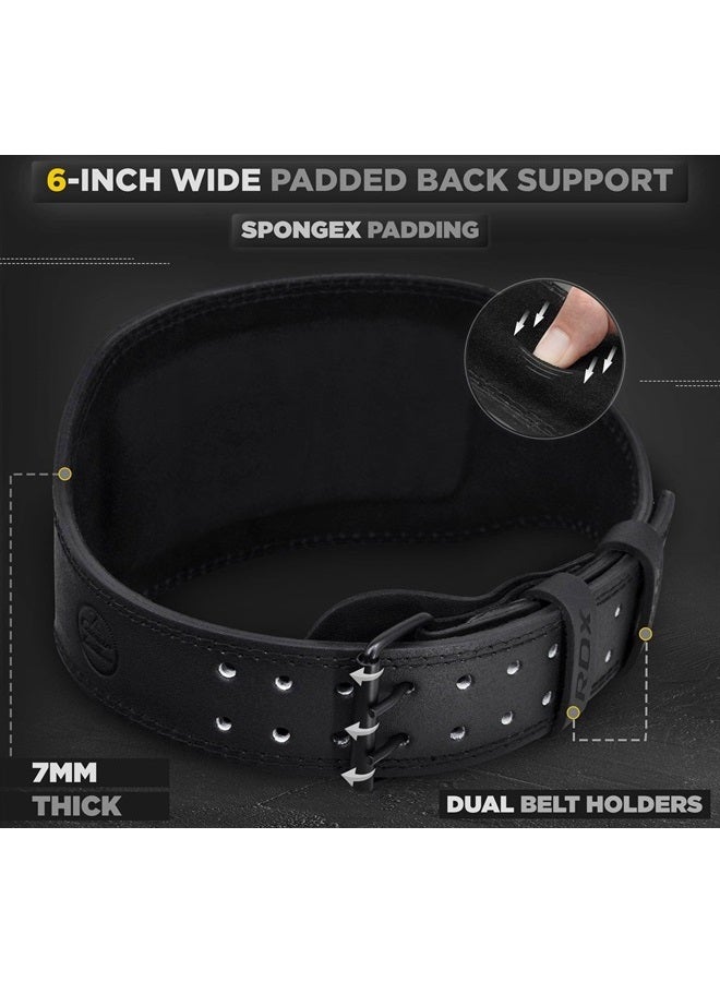 Rdx Weight Lifting Belt for Fitness Gym - Adjustable Leather Belt with 6” Padded Lumbar Back Support - Great for Bodybuilding, Functional Training, Powerlifting, Deadlifts Workout & Squats Exercise