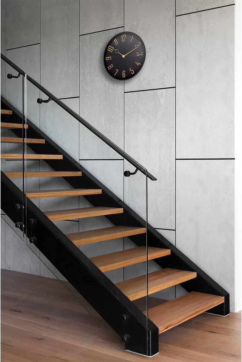 Westclox ساعة حائط ويستكلوكس 12 بتصميم عصري مع أرقام بارزة لغرفة المعيشة والمكتب المنزلي وغرفة النوم باللون الأسود - Image 5