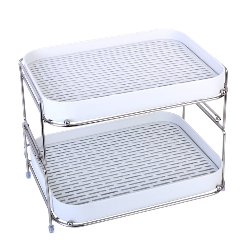 Zosenley Zosenley 2Tier Cups Mugs Drying Rack with Drain Tray Kitchen Storage Organizer Shelf for Drinking Glass Bottle Bowls 