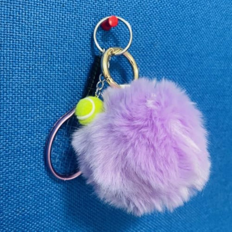 Fluffy Tennis Ball Keychain Cute Pom Pom Tennis Keyring Soft Tennis Ball Key Chain for Women Men - Image 4