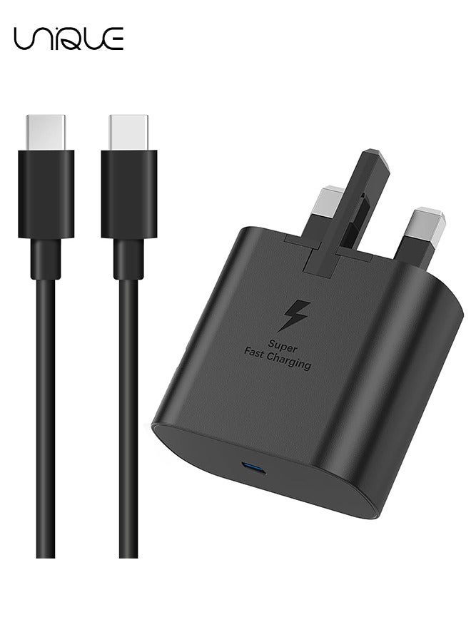Unique 45W Super Fast Charger for Samsung Galaxy Charger Head - with 1m Charging Cable - S25 Ultra S25 Plus S25 S25 S23 Ultra S22 S21 Ultra S21 S21 A54 A53 A52 A32-45W with USB-C Cable - Black  - Image 1