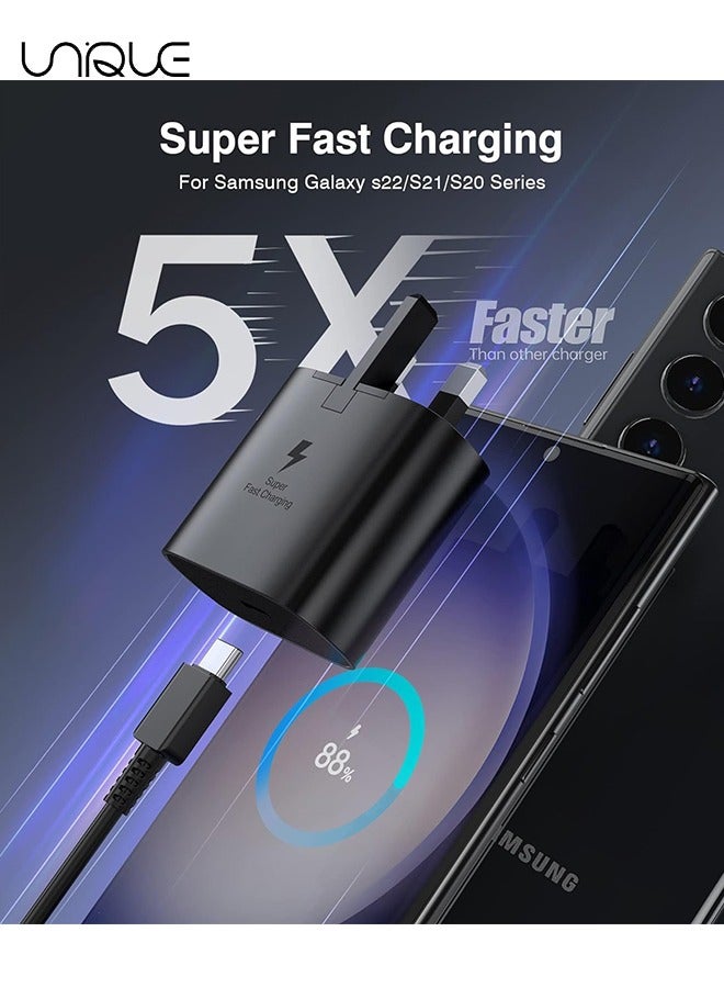 Unique 45W Super Fast Charger for Samsung Galaxy Charger Head - with 1m Charging Cable - S25 Ultra S25 Plus S25 S25 S23 Ultra S22 S21 Ultra S21 S21 A54 A53 A52 A32-45W with USB-C Cable - Black  - Image 4
