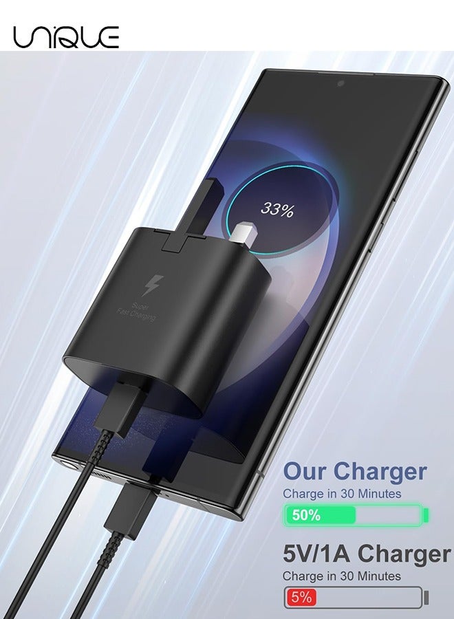 Unique 45W Super Fast Charger for Samsung Galaxy Charger Head - with 1m Charging Cable - S25 Ultra S25 Plus S25 S25 S23 Ultra S22 S21 Ultra S21 S21 A54 A53 A52 A32-45W with USB-C Cable - Black  - Image 5