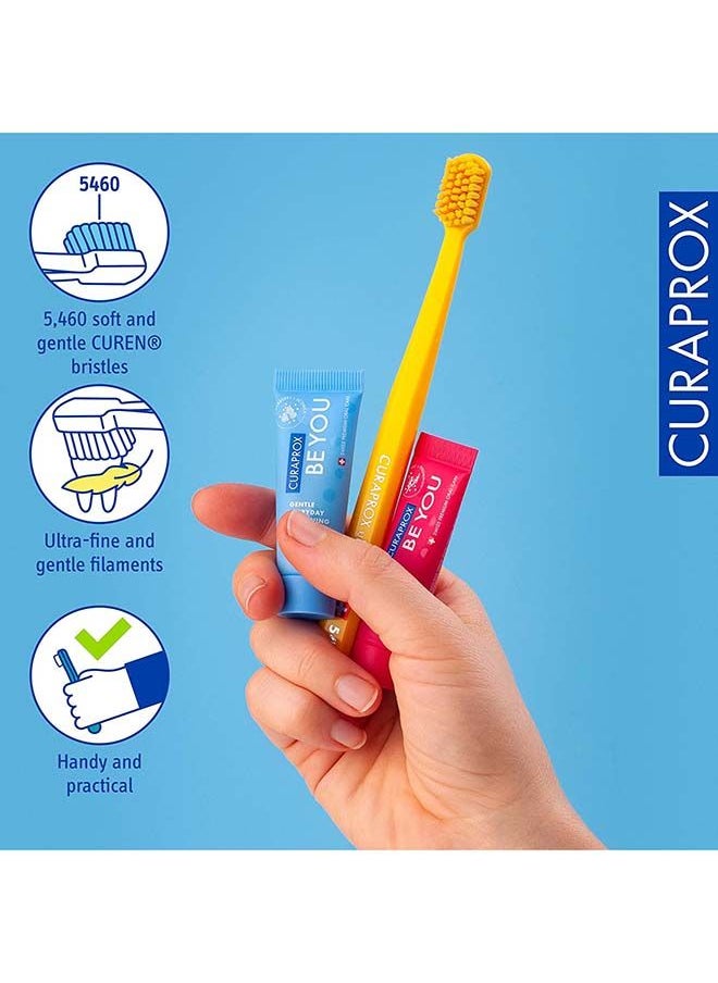CURAPROX Curaprox Be You Six-Taste-Pack - Mini Travel Size Toothpaste, 6 Flavoured Toothpaste Taste Pack + Curaprox CS 5460 Ultra-Soft Toothbrush Multicolour  - Image 5