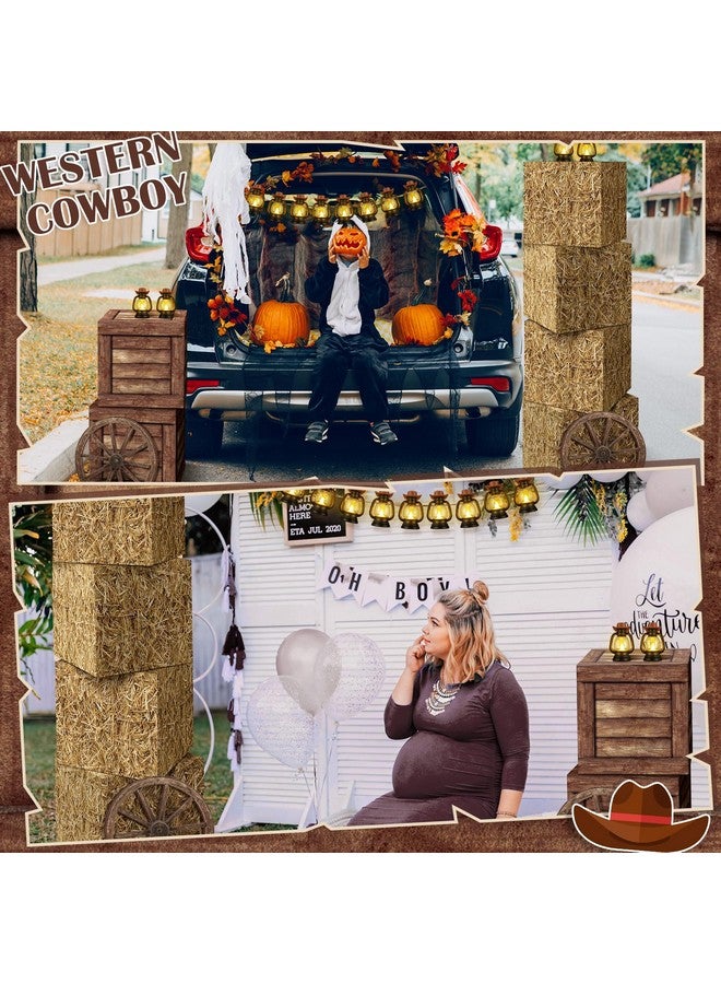 فيرايكل مجموعة ملحقات الحفلات الغربية من Ferraycle، 32 قطعة، تتضمن فانوسًا صغيرًا مع قبعات رعاة البقر الصغيرة وعجلات عربة خشبية وصناديق من القش وحبوب خشبية لديكورات حفلات على طراز رعاة البقر الغربي في المزرعة - Image 5