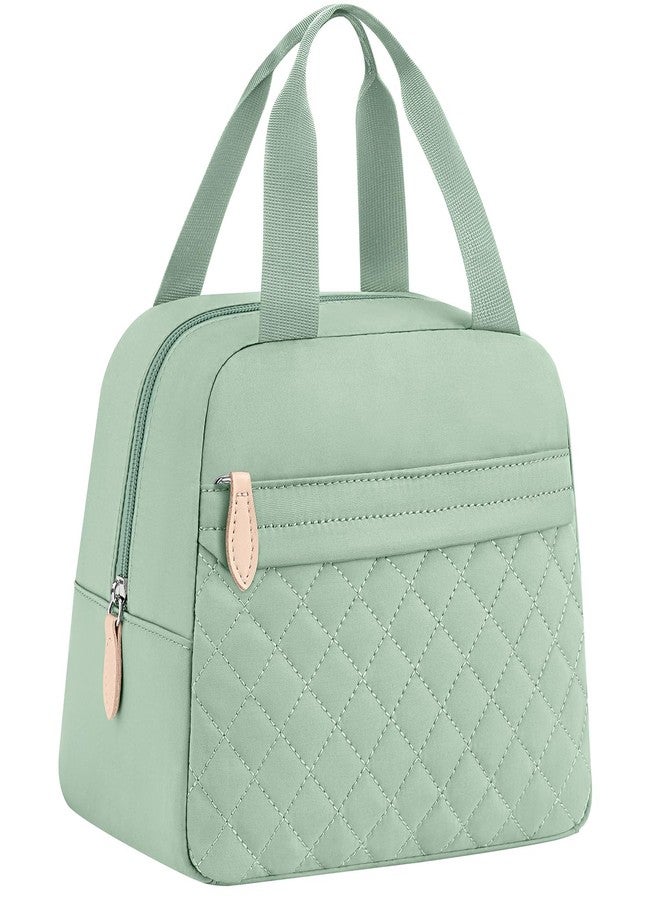 ELONGRIVER Insulated Lunch Bag for Women, Portable Lightweight Lunch Box for Adults, Reusable Small Lunch Tote Cooler Bags with Front Zipper Pocket for Work School Picnic(Green) - Image 1