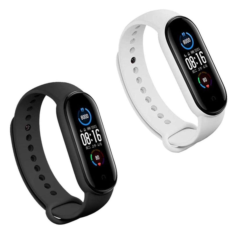 INEFABLE Mi SmartWatch 5 and 6 Watch Straps Original for Mi Watch M5 and M6 Watch Strap Soft Silicone Adjustable Watch Strap-Device Not Incuded-Black & White-Pack of 2 - Image 3